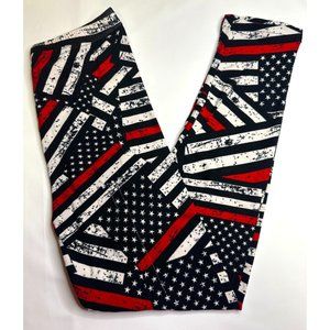 Firefighter Support Thin Red Line Flag Buttery Soft Boutique Leggings NEW